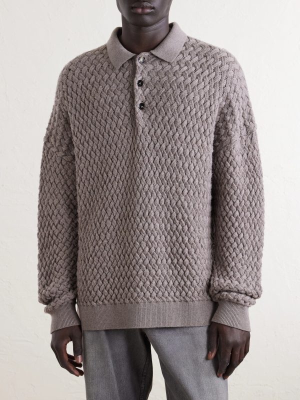 Intrecciato Wool Polo Sweater - FR Intrecciato Wool Polo Sweater - FR