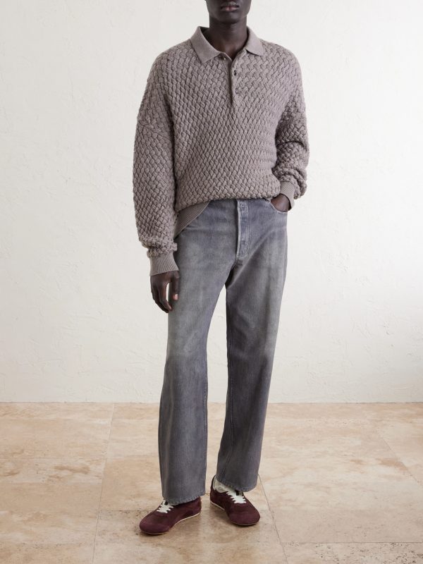 Intrecciato Wool Polo Sweater - OU Intrecciato Wool Polo Sweater - OU