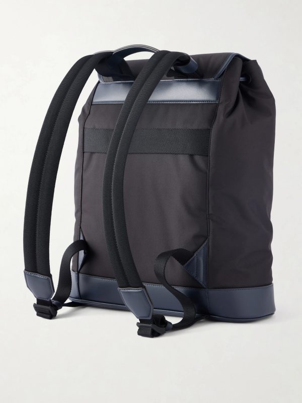 Panorama Leather-Trimmed Shell Backpack - BK