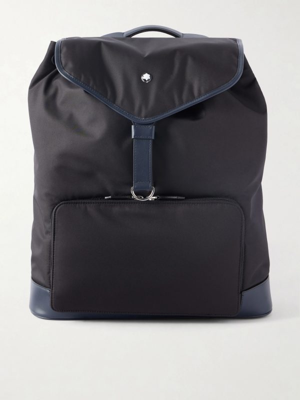 Panorama Leather-Trimmed Shell Backpack
