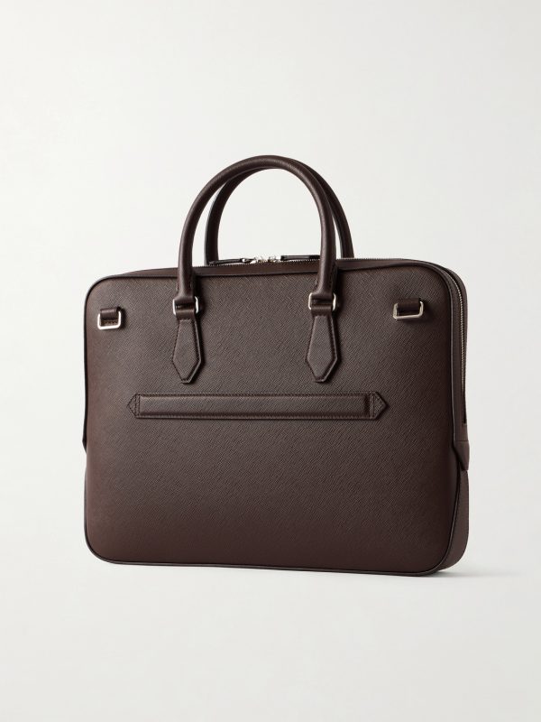 Logo-Appliquéd Textured-Leather Briefcase - BK Logo-Appliquéd Textured-Leather Briefcase - BK