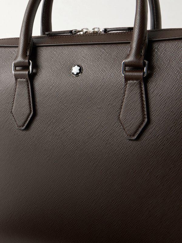Logo-Appliquéd Textured-Leather Briefcase - CU Logo-Appliquéd Textured-Leather Briefcase - CU