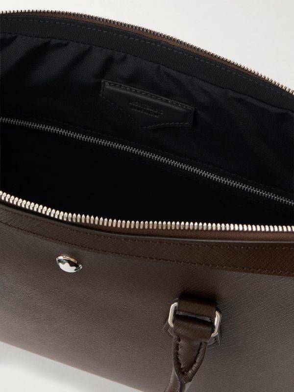 Logo-Appliquéd Textured-Leather Briefcase - E1 Logo-Appliquéd Textured-Leather Briefcase - E1