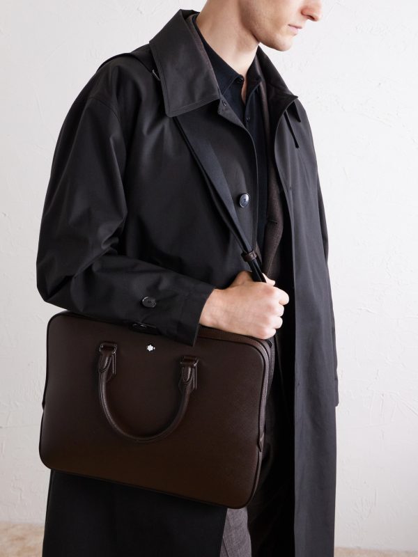Logo-Appliquéd Textured-Leather Briefcase - FR Logo-Appliquéd Textured-Leather Briefcase - FR