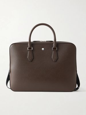 Logo-Appliquéd Textured-Leather Briefcase