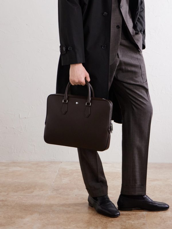 Logo-Appliquéd Textured-Leather Briefcase - OU2 Logo-Appliquéd Textured-Leather Briefcase - OU2