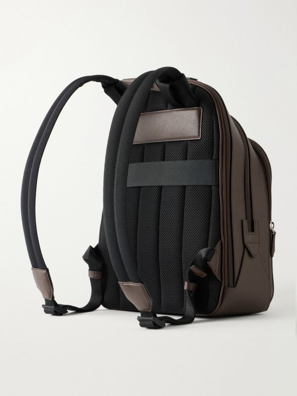 Logo-Appliquéd Textured-Leather Backpack - BK Logo-Appliquéd Textured-Leather Backpack - BK