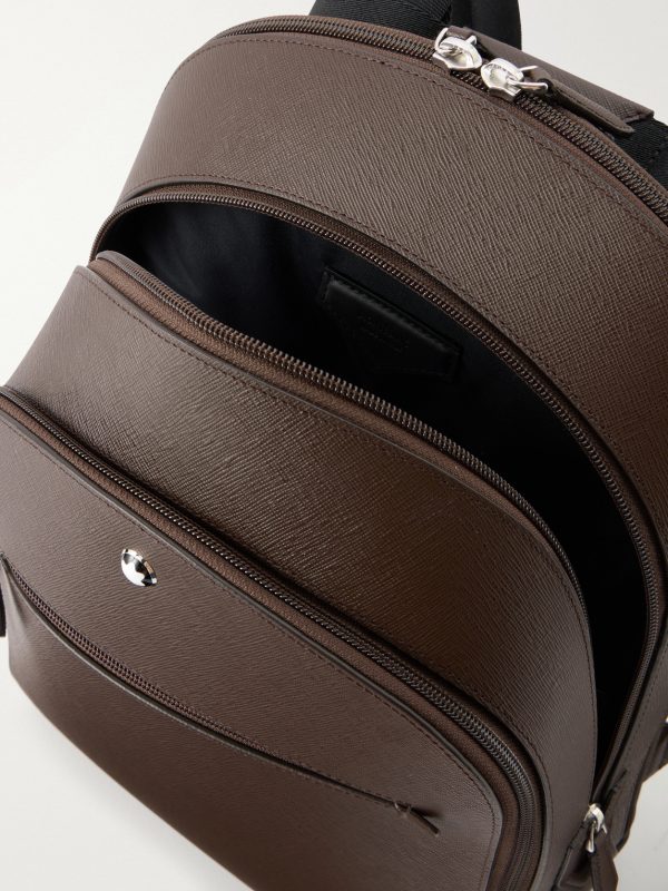 Logo-Appliquéd Textured-Leather Backpack - E1 Logo-Appliquéd Textured-Leather Backpack - E1