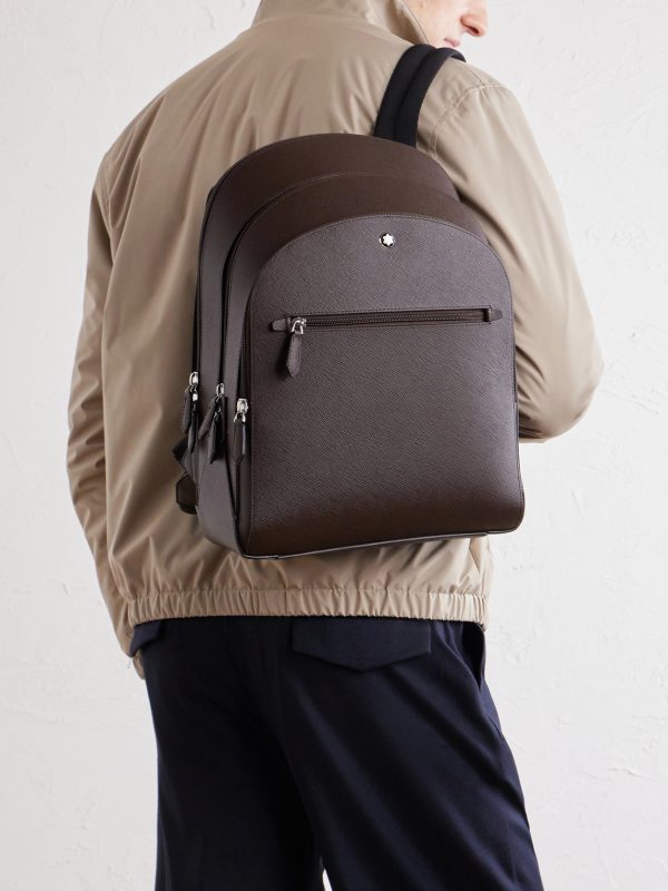 Logo-Appliquéd Textured-Leather Backpack - FR Logo-Appliquéd Textured-Leather Backpack - FR