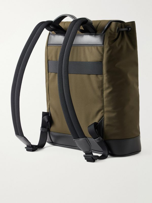 Panorama Leather-Trimmed Shell Backpack - BK