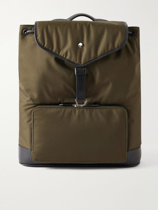 Panorama Leather-Trimmed Shell Backpack
