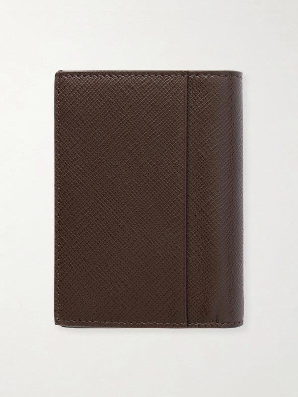 Cross-Grain Leather Billfold Wallet - BK