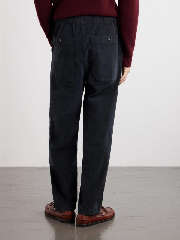Straight-Leg Garment-Dyed Stretch Cotton-Moleskin Trousers - BK Straight-Leg Garment-Dyed Stretch Cotton-Moleskin Trousers - BK