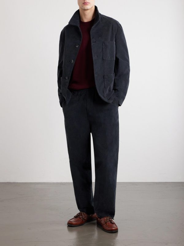 Straight-Leg Garment-Dyed Stretch Cotton-Moleskin Trousers - OU Straight-Leg Garment-Dyed Stretch Cotton-Moleskin Trousers - OU