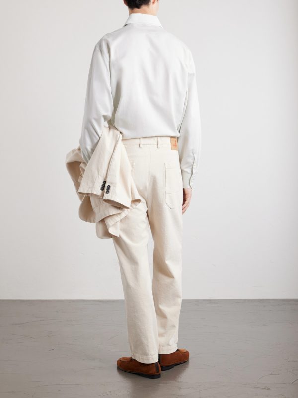 Straight-Leg Pleated Cotton-Drill Trousers - BK Straight-Leg Pleated Cotton-Drill Trousers - BK
