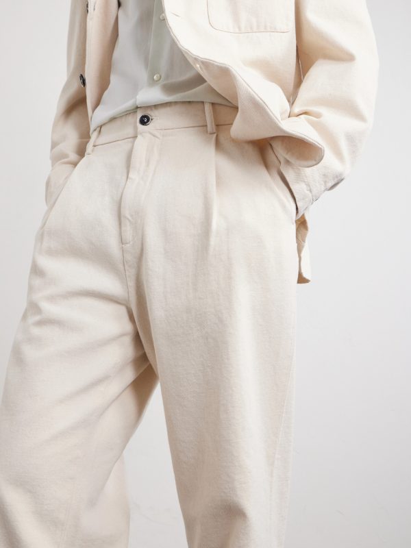 Straight-Leg Pleated Cotton-Drill Trousers - E1 Straight-Leg Pleated Cotton-Drill Trousers - E1