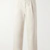 Straight-Leg Pleated Cotton-Drill Trousers Straight-Leg Pleated Cotton-Drill Trousers