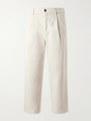 Straight-Leg Pleated Cotton-Drill Trousers Straight-Leg Pleated Cotton-Drill Trousers