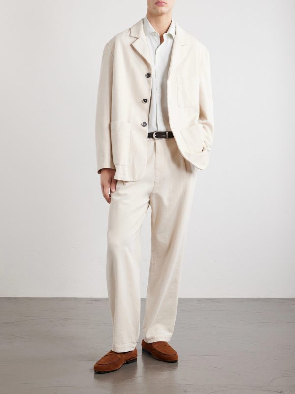 Straight-Leg Pleated Cotton-Drill Trousers - OU Straight-Leg Pleated Cotton-Drill Trousers - OU