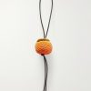 Persimmon Crocheted Cotton and Leather Bag Charm - BK Persimmon Crocheted Cotton and Leather Bag Charm - BK