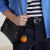 Persimmon Crocheted Cotton and Leather Bag Charm - OU Persimmon Crocheted Cotton and Leather Bag Charm - OU