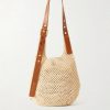 + Paula's Ibiza The Punch Hole Leather-Trimmed Raffia Tote + Paula's Ibiza The Punch Hole Leather-Trimmed Raffia Tote
