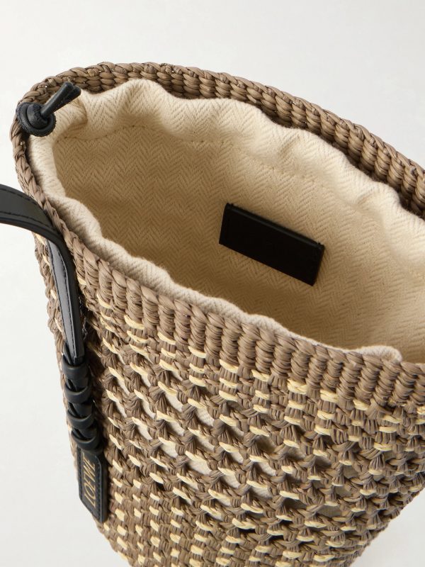 + Paula's Ibiza Braid Leather-Trimmed Raffia Shoulder Bag - E1 + Paula's Ibiza Braid Leather-Trimmed Raffia Shoulder Bag - E1