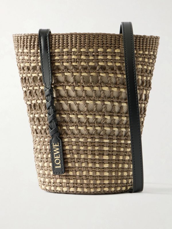 + Paula's Ibiza Braid Leather-Trimmed Raffia Shoulder Bag + Paula's Ibiza Braid Leather-Trimmed Raffia Shoulder Bag