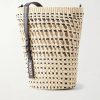 + Paula's Ibiza Leather-Trimmed Woven Raffia Pouch - BK