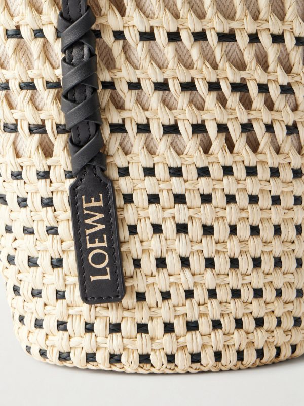 + Paula's Ibiza Leather-Trimmed Woven Raffia Pouch - CU