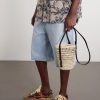+ Paula's Ibiza Leather-Trimmed Woven Raffia Pouch - FR