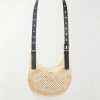 + Paula's Ibiza The Punch Hole Leather-Trimmed Raffia Tote Bag - BK + Paula's Ibiza The Punch Hole Leather-Trimmed Raffia Tote Bag - BK