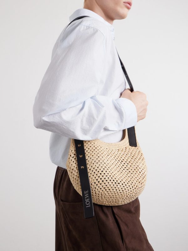 + Paula's Ibiza The Punch Hole Leather-Trimmed Raffia Tote Bag - CU + Paula's Ibiza The Punch Hole Leather-Trimmed Raffia Tote Bag - CU