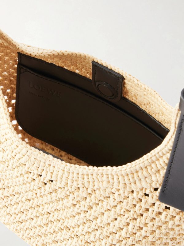 + Paula's Ibiza The Punch Hole Leather-Trimmed Raffia Tote Bag - E1 + Paula's Ibiza The Punch Hole Leather-Trimmed Raffia Tote Bag - E1