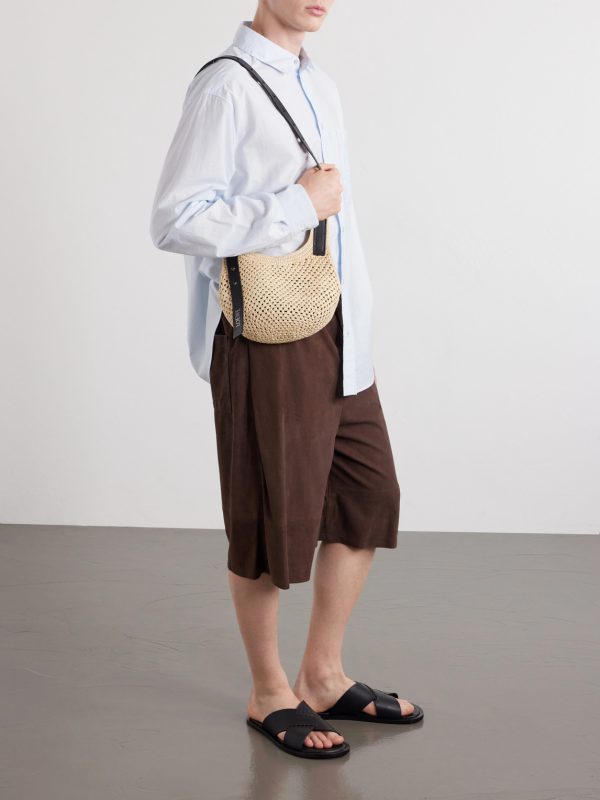 + Paula's Ibiza The Punch Hole Leather-Trimmed Raffia Tote Bag - FR + Paula's Ibiza The Punch Hole Leather-Trimmed Raffia Tote Bag - FR