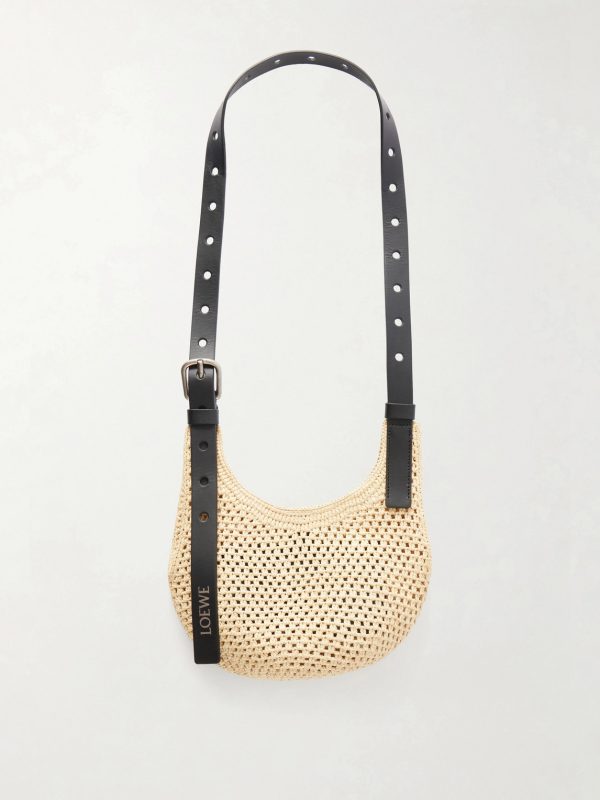 + Paula's Ibiza The Punch Hole Leather-Trimmed Raffia Tote Bag + Paula's Ibiza The Punch Hole Leather-Trimmed Raffia Tote Bag