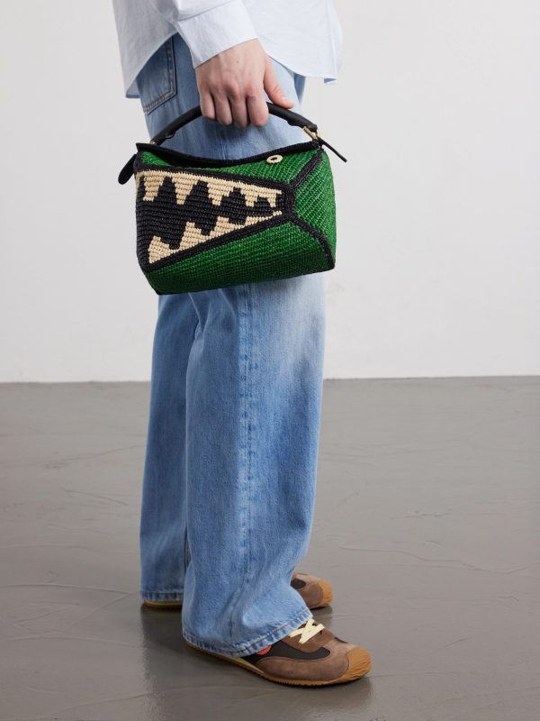 + Paula's Ibiza Puzzle Edge Crocodile leather-trimmed raffia shoulder bag - CU + Paula's Ibiza Puzzle Edge Crocodile leather-trimmed raffia shoulder bag - CU