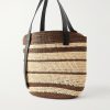 + Paula's Ibiza Loop Basket Leather-Trimmed RaffiaTote Bag - BK + Paula's Ibiza Loop Basket Leather-Trimmed RaffiaTote Bag - BK