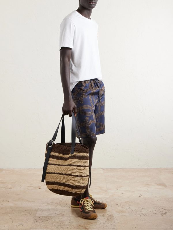 + Paula's Ibiza Loop Basket Leather-Trimmed RaffiaTote Bag - FR + Paula's Ibiza Loop Basket Leather-Trimmed RaffiaTote Bag - FR