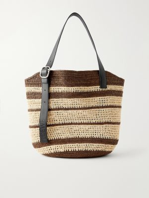 + Paula's Ibiza Loop Basket Leather-Trimmed RaffiaTote Bag + Paula's Ibiza Loop Basket Leather-Trimmed RaffiaTote Bag