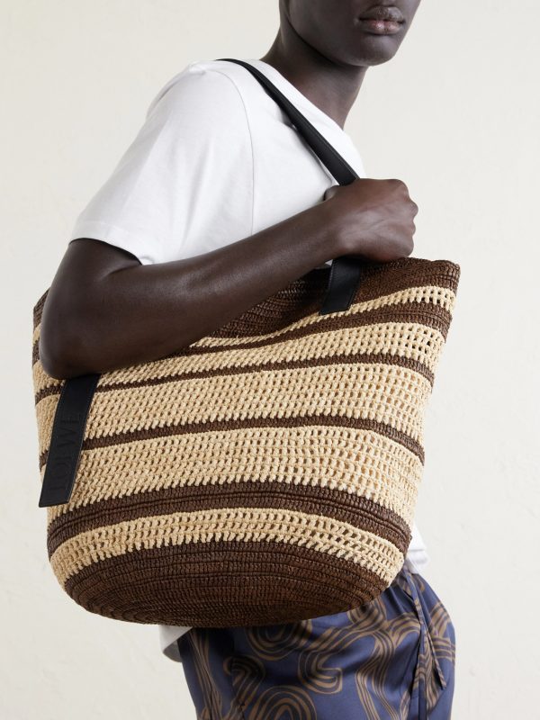 + Paula's Ibiza Loop Basket Leather-Trimmed RaffiaTote Bag - OU + Paula's Ibiza Loop Basket Leather-Trimmed RaffiaTote Bag - OU