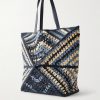 + Paula's Ibiza Puzzle Fold Large Leather-Trimmed Raffia Shoulder Bag - BK + Paula's Ibiza Puzzle Fold Large Leather-Trimmed Raffia Shoulder Bag - BK