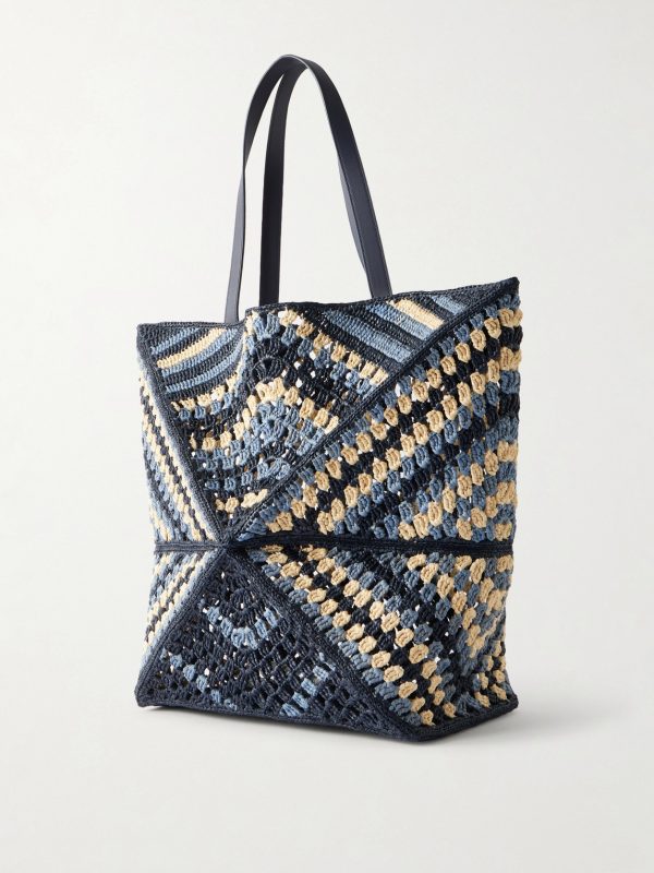 + Paula's Ibiza Puzzle Fold Large Leather-Trimmed Raffia Shoulder Bag - BK + Paula's Ibiza Puzzle Fold Large Leather-Trimmed Raffia Shoulder Bag - BK