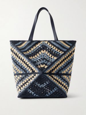 + Paula's Ibiza Puzzle Fold Large Leather-Trimmed Raffia Shoulder Bag + Paula's Ibiza Puzzle Fold Large Leather-Trimmed Raffia Shoulder Bag