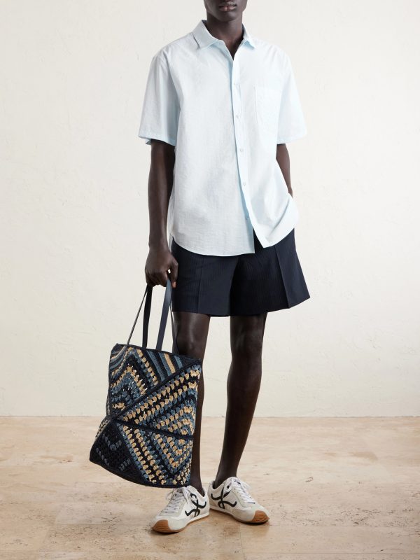 + Paula's Ibiza Puzzle Fold Large Leather-Trimmed Raffia Shoulder Bag - OU + Paula's Ibiza Puzzle Fold Large Leather-Trimmed Raffia Shoulder Bag - OU