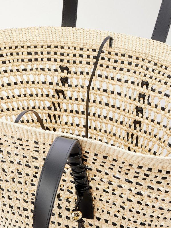 + Paula's Ibiza Braid Basket Leather-Trimmed Raffia Tote Bag - E1