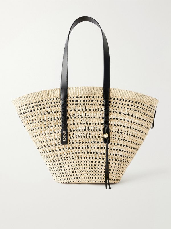 + Paula's Ibiza Braid Basket Leather-Trimmed Raffia Tote Bag