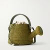 + Paula's Ibiza Watering Can Leather-Trimmed Raffia Messenger Bag - BK + Paula's Ibiza Watering Can Leather-Trimmed Raffia Messenger Bag - BK