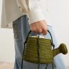 + Paula's Ibiza Watering Can Leather-Trimmed Raffia Messenger Bag - E2 + Paula's Ibiza Watering Can Leather-Trimmed Raffia Messenger Bag - E2