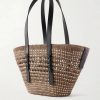 + Paula's Ibiza Logo-Embellished Leather-Trimmed Palm de Iraca Leaves Tote Bag - BK
